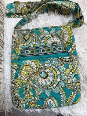Vera Bradley Teal Paisley Crossbody with Lime and Cream Accents